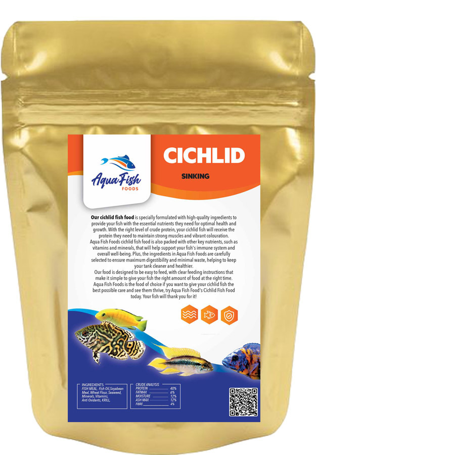 Aquarium Aqua Fish Foods Pellets Sinking Cichlid Tropical Feed Small 2Kg