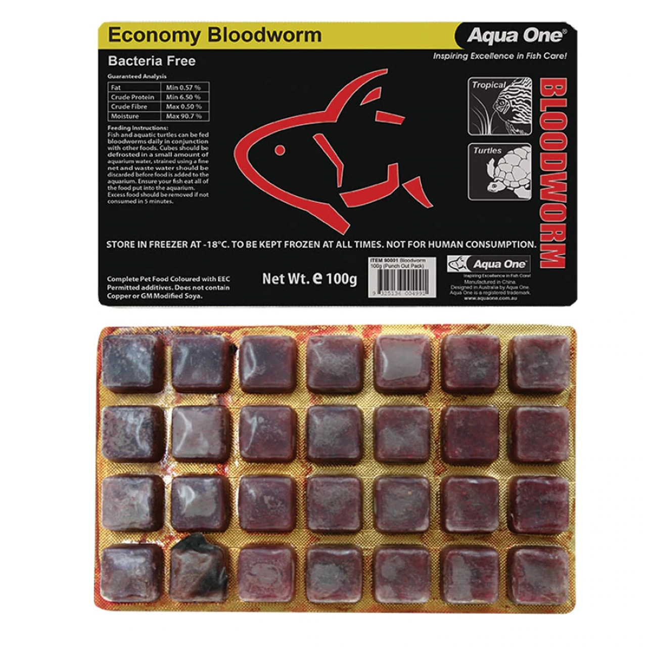 Aqua One Frozen Bloodworm in Blister Pack 100g 10PACK