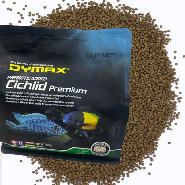 Dymax Cichlid Premium 2mm Sinking Aquarium Fish Food Pellet 1.2Kg