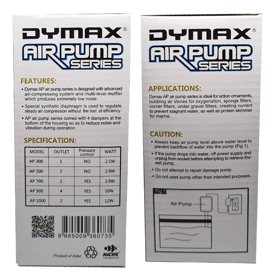 Dymax Dual Outlet Air Pump 2.9W AP500