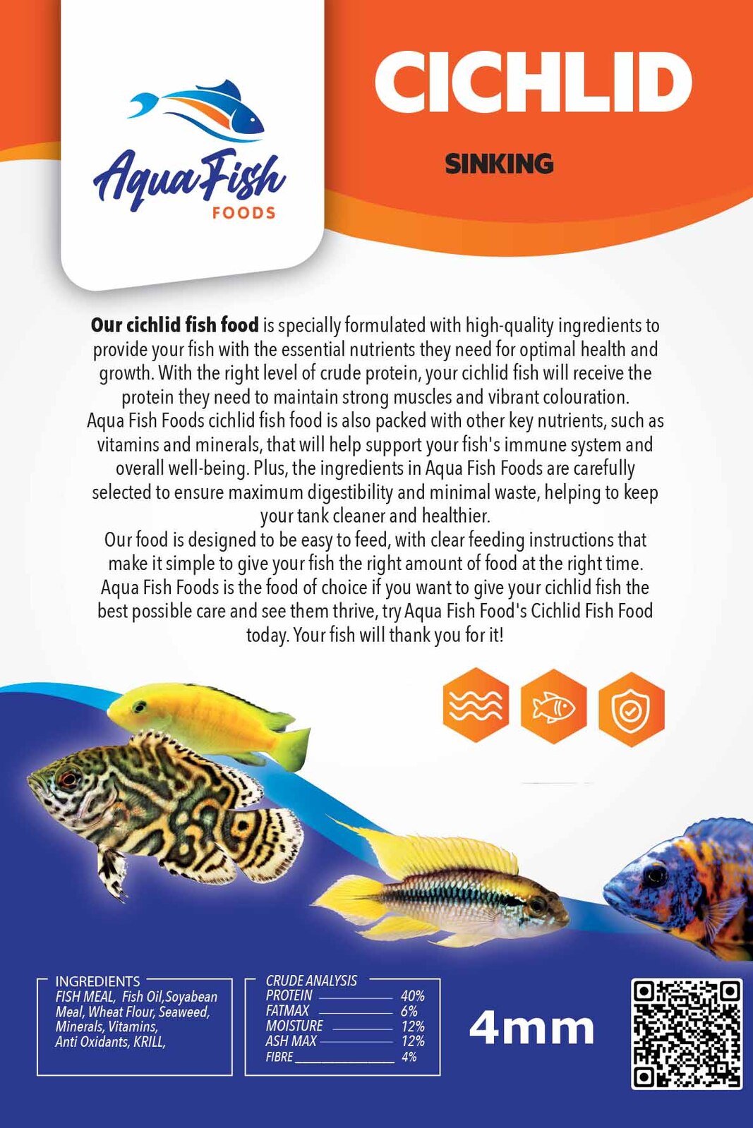 Aquarium Fish Food Pellets Sinking Cichlid  Tropical Feed 6kg Medium 