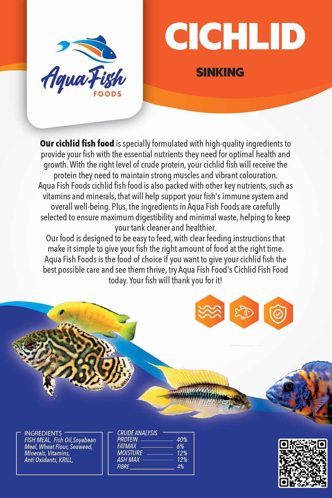 Aqua Fish Foods African Attack Small 3kg Bag 3mm x 1mm Small Premium Sinking Pellet