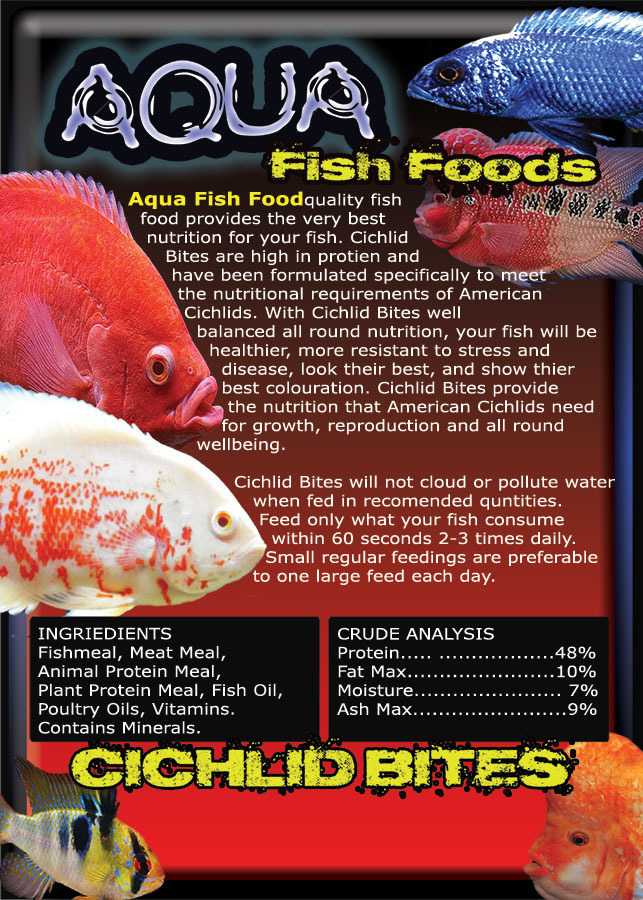 Aqua Fish Foods Cichlid Bites Small 6kg Bucket Premium Sinking Fish Food Pellet