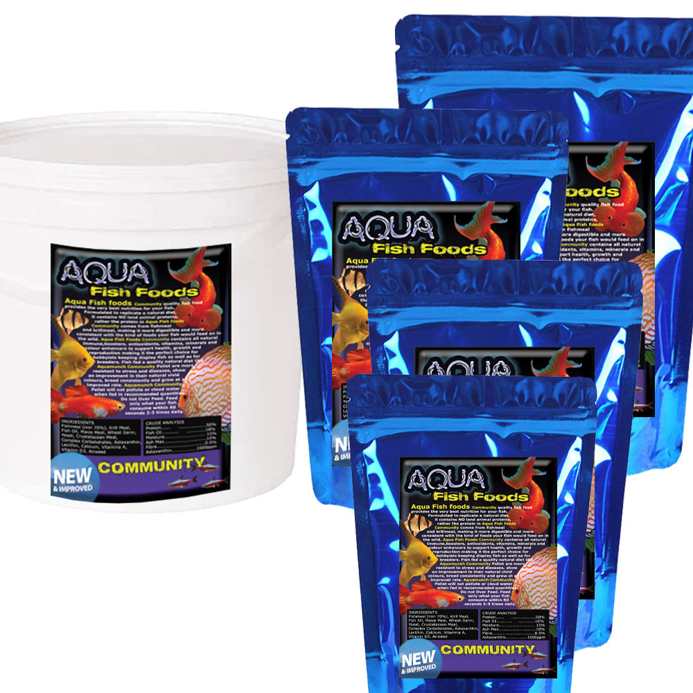 Aqua Fish Foods Community Bites 6kg Bucket Premium Slow Sinking Pellet