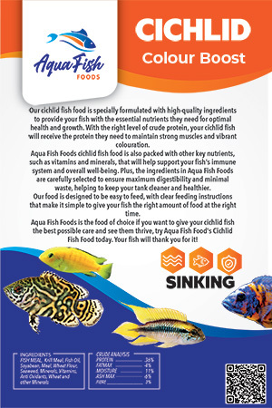 Aquarium Fish Food Cichlid Colour Boost Sinking Medium 1Kg