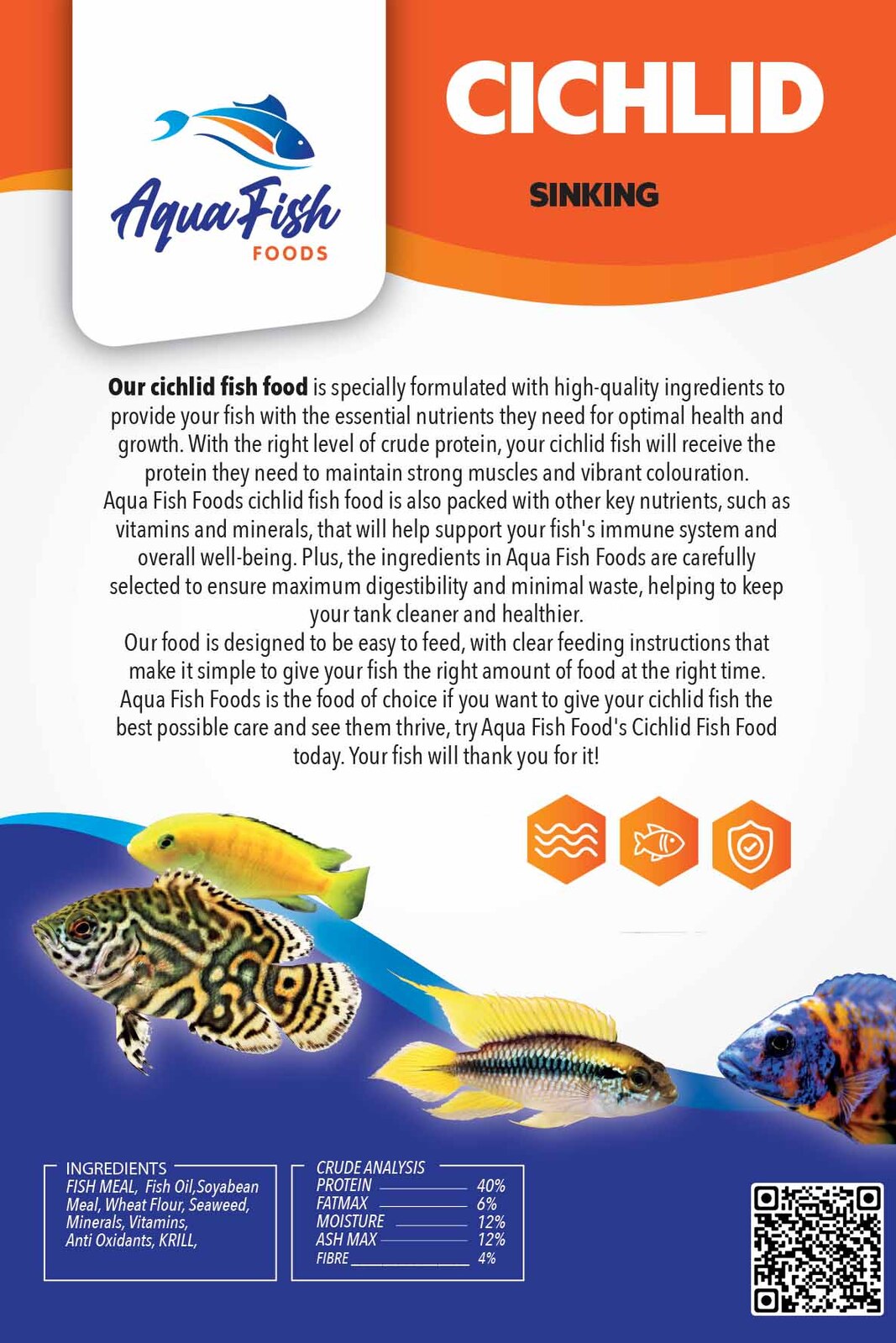 Aqua Fish Foods African Attack Medium 3kg Bucket 4mm x 1.5mm Premium Sinking Pellet