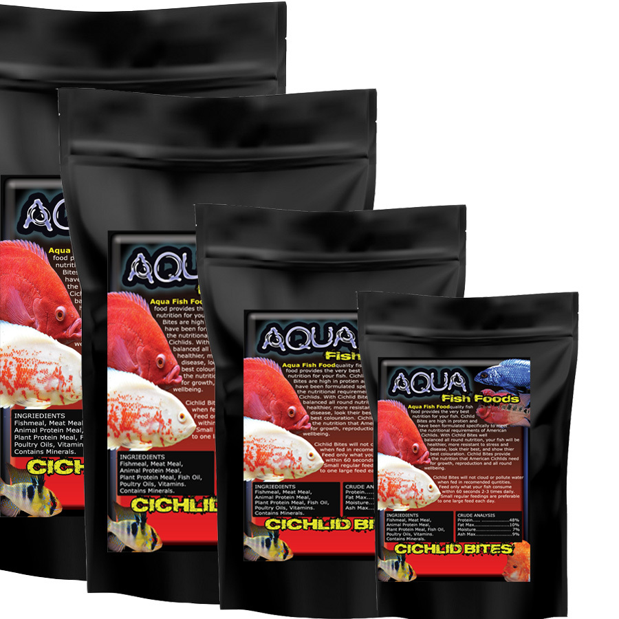 Aqua Fish Foods Cichlid Bites Medium 250g Bag Premium Sinking Fish Food Pellet