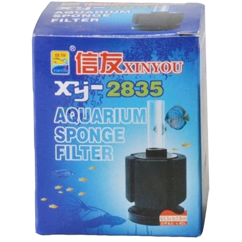 Uotyle Lot de 5 filtres éponge pour aquarium, filtre bio à air comprimé  XY-2835, filtre à eau en éponge souple, noir