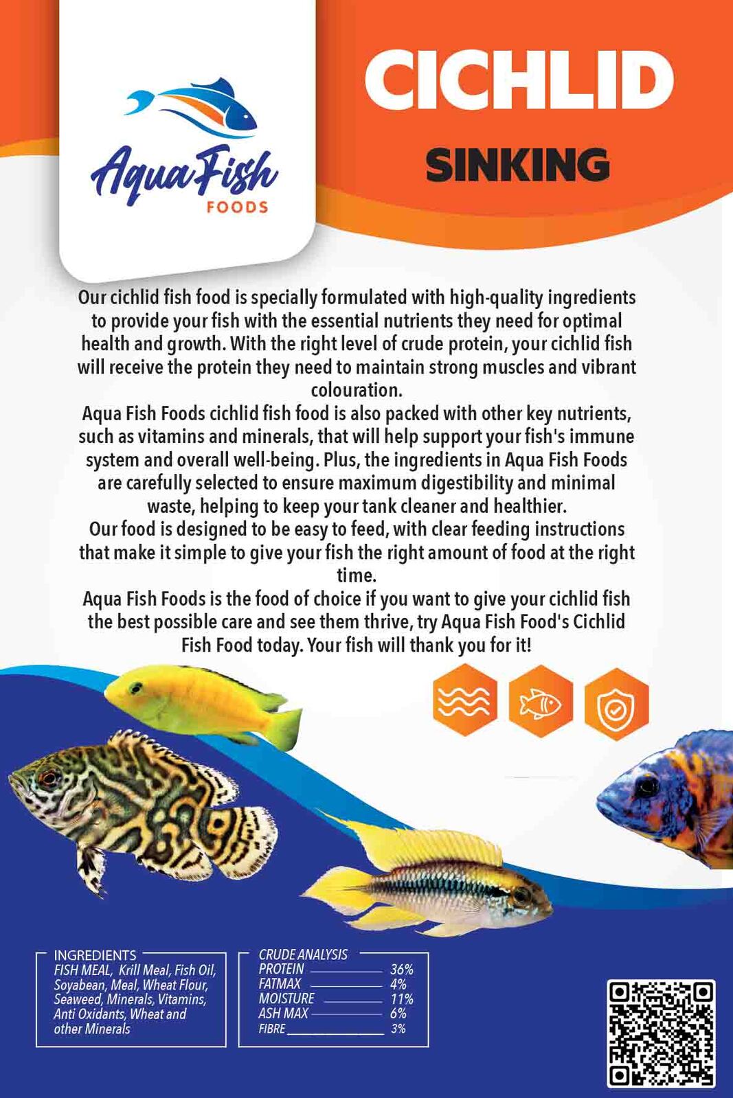 Aquarium Fish Food Cichlid Colour Boost Sinking 6mm 1Kg