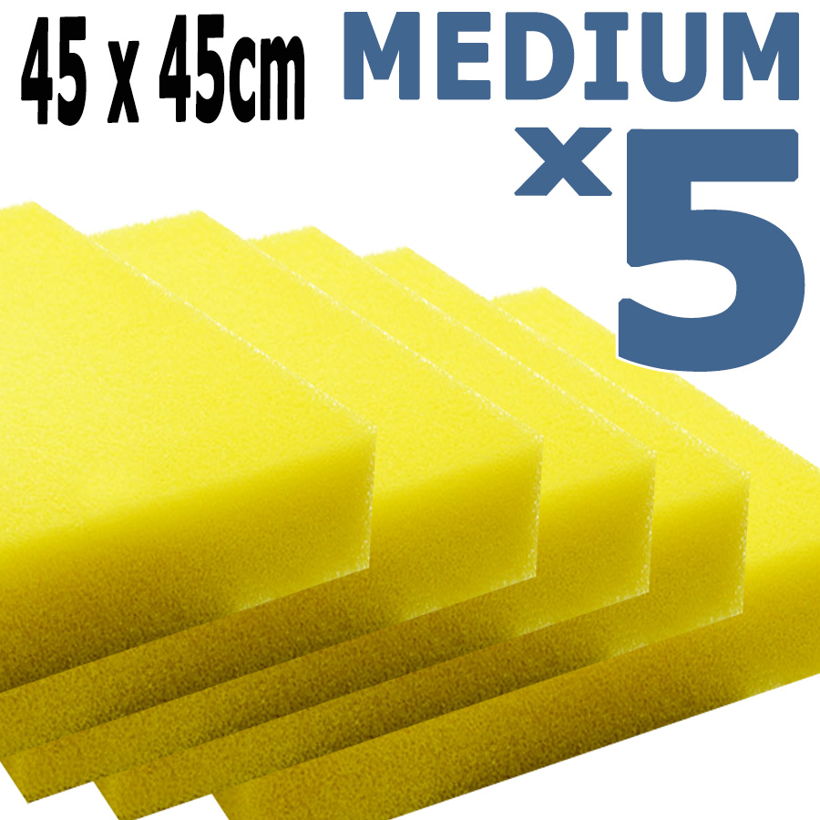Biopro Yellow Filter Sponge Pad 48 x 48 x 5cm Fine 25ppi 5 Pack