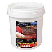 Aqua Fish Foods Cichlid Bites Large 15Kg Bucket 6mm Premium Sinking Fish Food Pellet