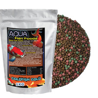 Aqua Fish Foods Goldfish Gold Large 1kg Bag Pellet size: 6mm Premium Flaoting Pellet