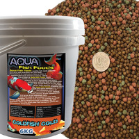Aqua Fish Foods Goldfish Gold Medium 6kg Bucket Premium Floating Fish Food