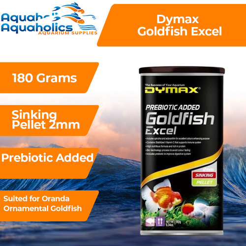 Dymax Goldfish Excel Premium Sinking Aquarium Fish Food 180g 2mm