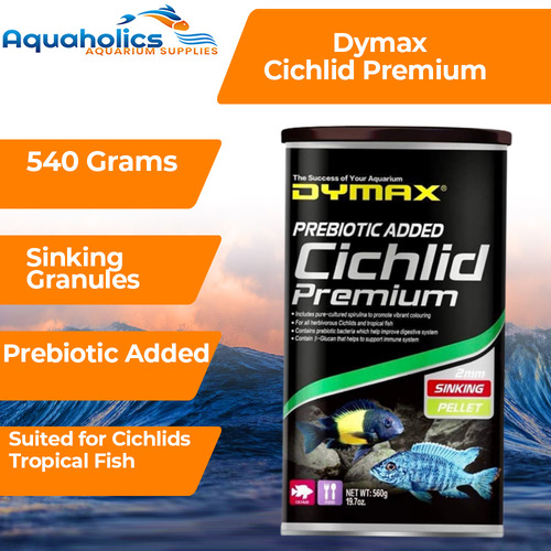 Dymax Cichlid Premium 2mm Sinking Aquarium Fish Food Pellet 560g