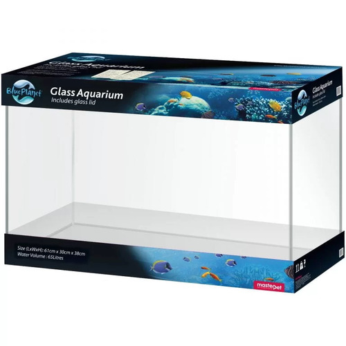 Blue Planet Glass Aquarium Fish Tank 65L with Lid 2ft