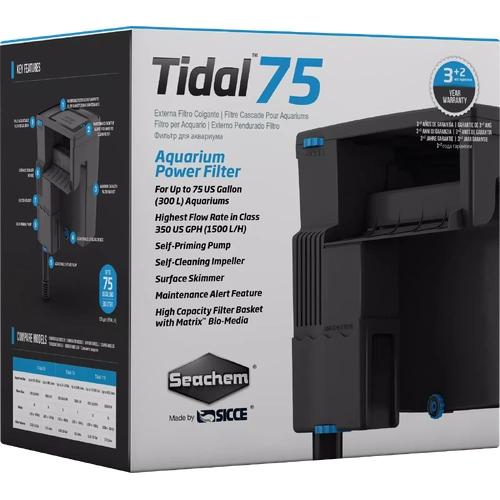 Seachem Tidal Power 75 Hang On External Filter - External HOB Filter